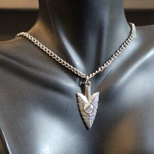 NWT Vintage Pewter and Abalone Arrowhead Pendant Necklace